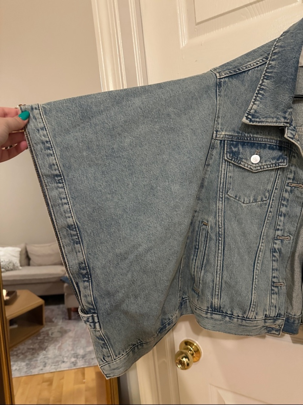 The Weston Cape Denim Boyfriend Jacket - Picture 7 of 8